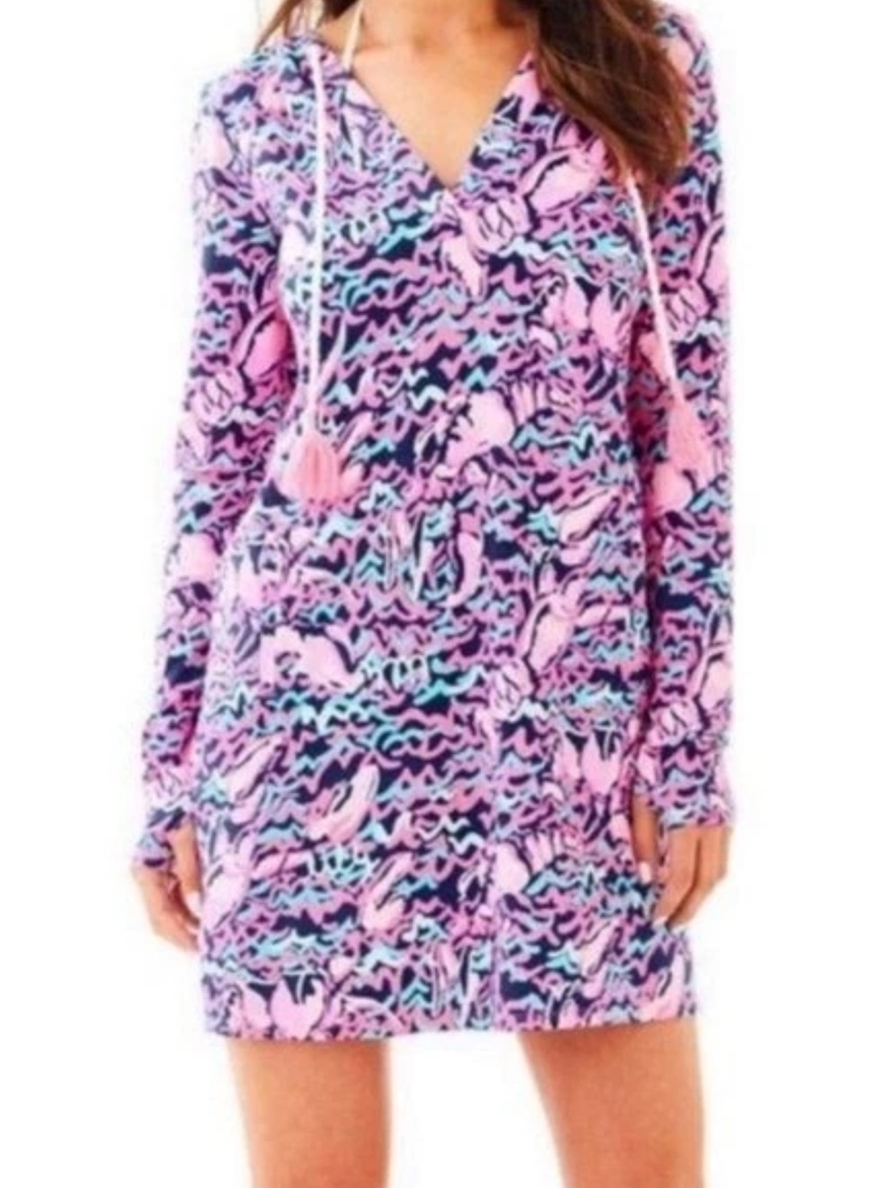NWT Lilly Pulitzer UPF 50+ Rylie Cover Up Dress Resort Navy Pop Up Lobstah Roll